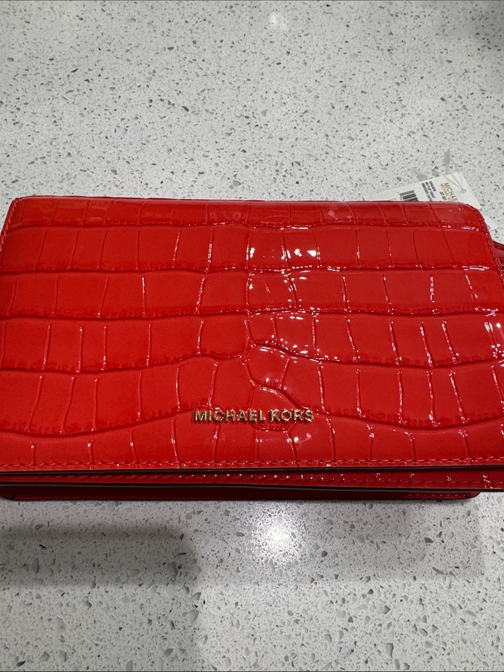 Michael Kors Glossy Red Croc-Embossed Crossbody Bag